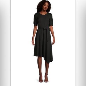 Like New Karl Lagerfeld Paris Jersey Dress Puff-Sleeve Asymmetric Dress - Size 6